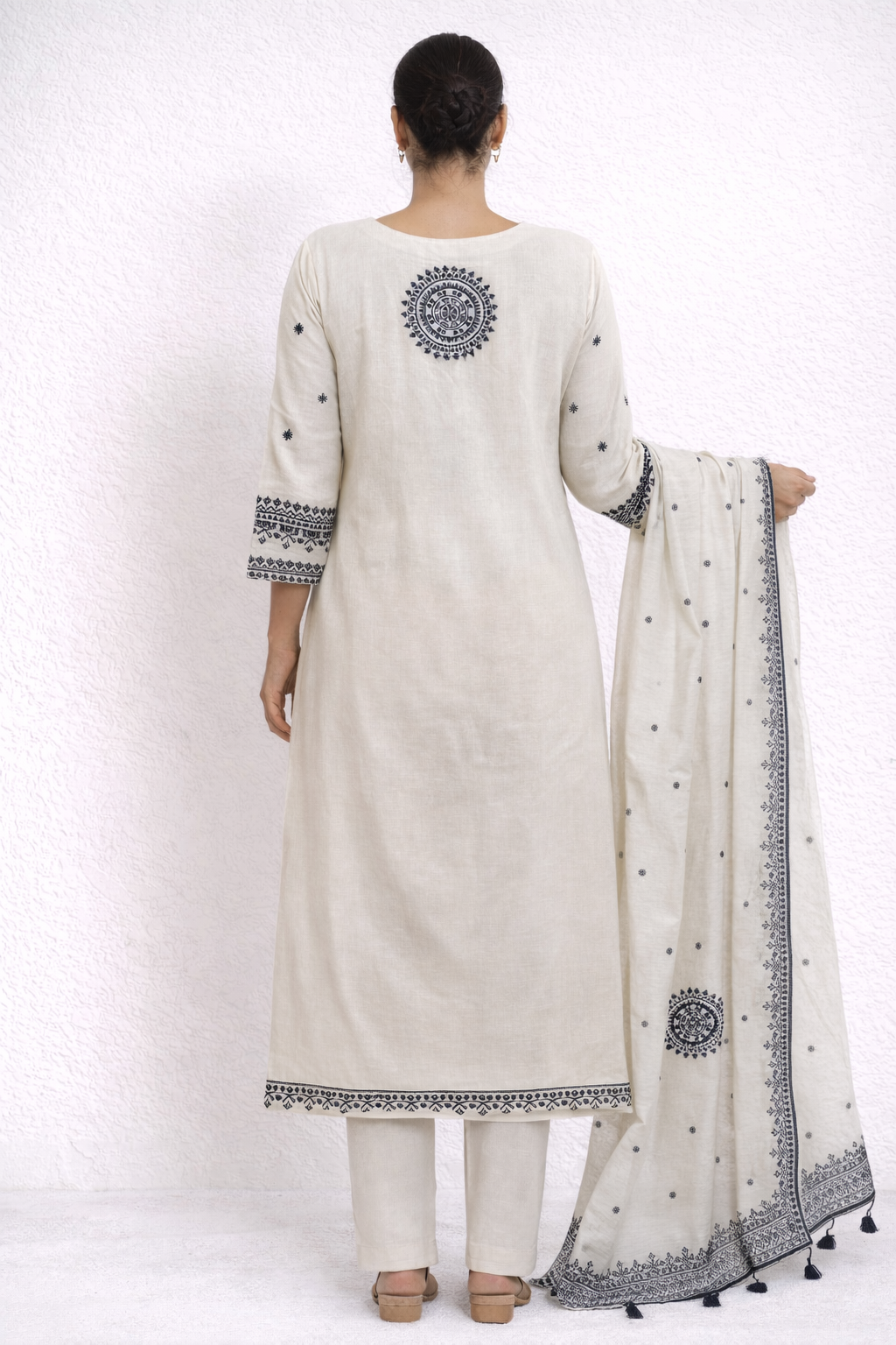 Noor Ivory Woven Kurta Set