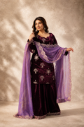Nirvaana Velvet Embroidered Suit Set