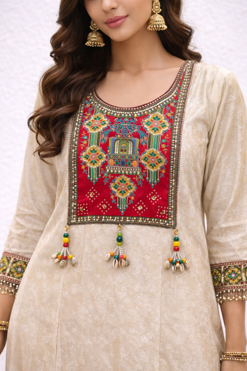 Mehrab Self Print Kurta Set