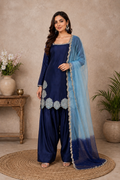 Blue Chinon Silk Farshi Set