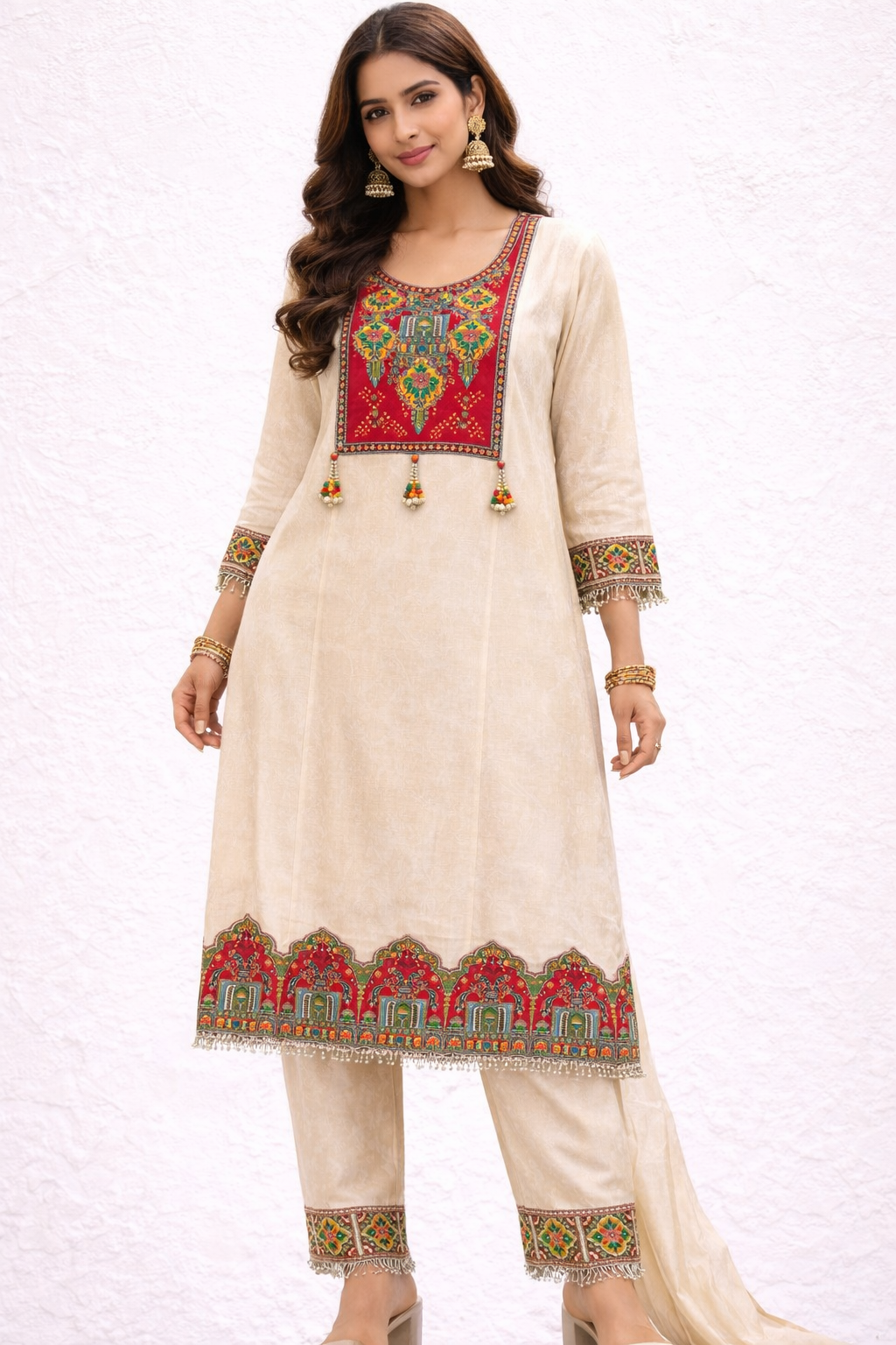 Mehrab Self Print Kurta Set
