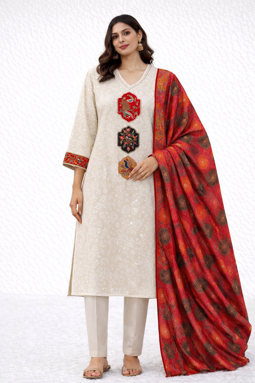 Noor Self Print Kurta Set