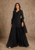 Ziyaa Noir Pure Chinon Sharara Set