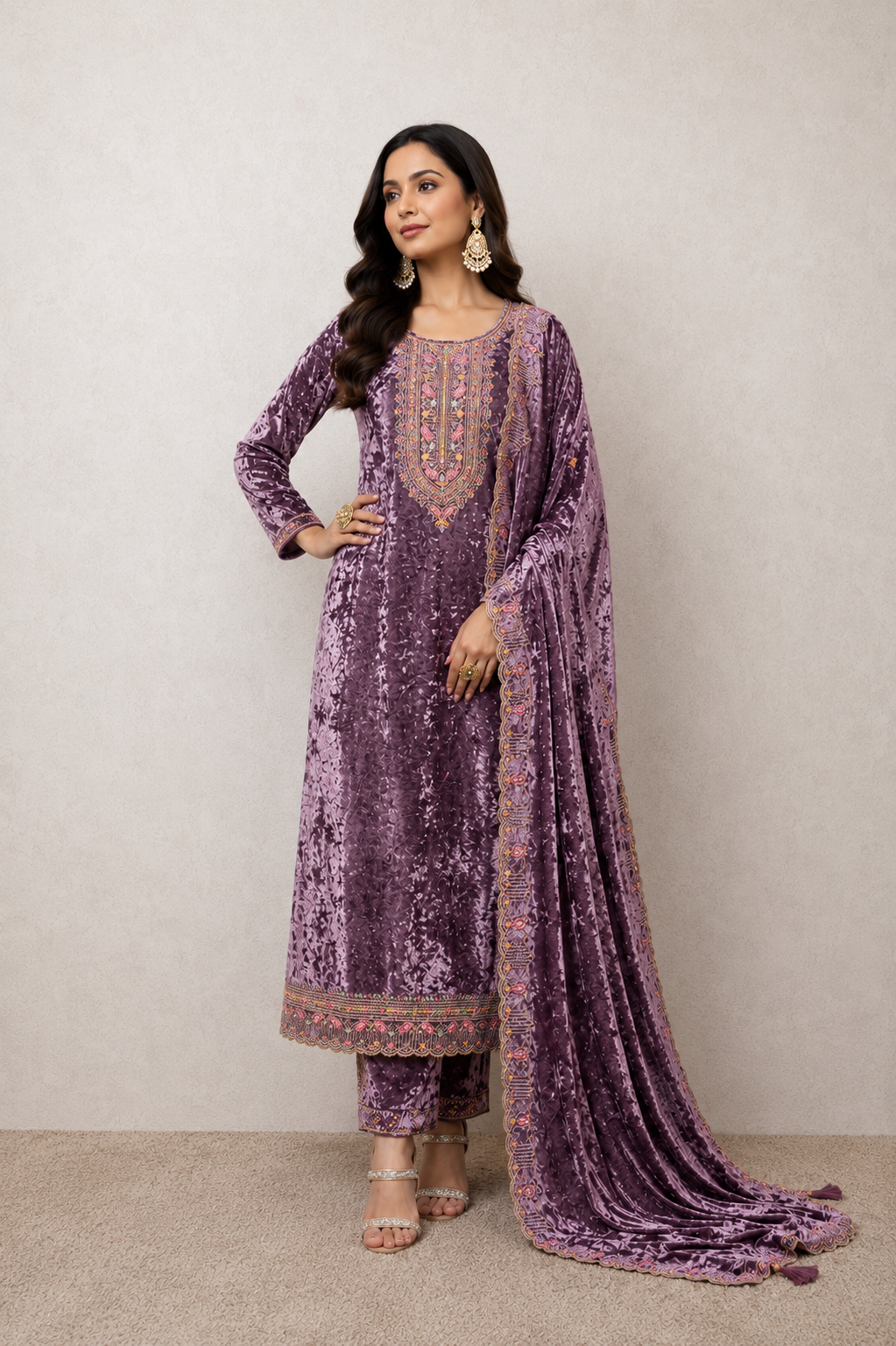 Zareen Velvet Suit Set