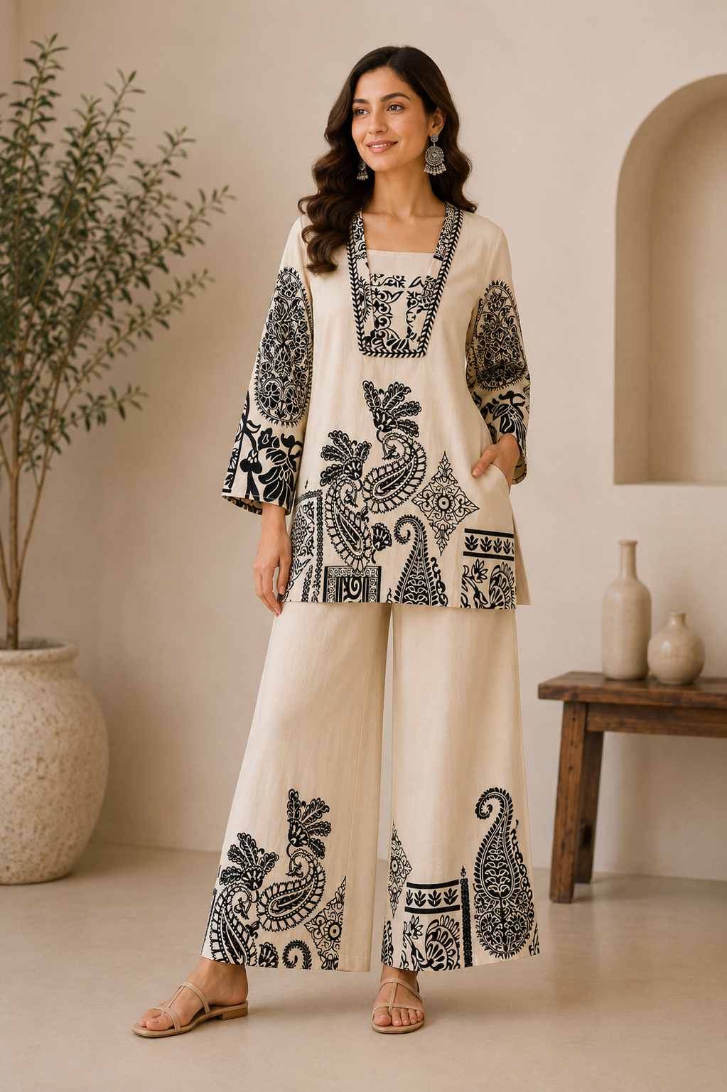 Ivory Printed Co-ord Set