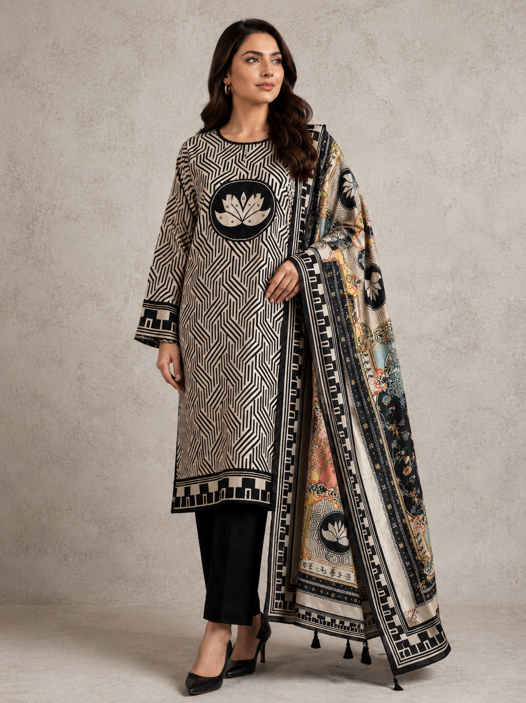 Monochrome Black Kurta Set