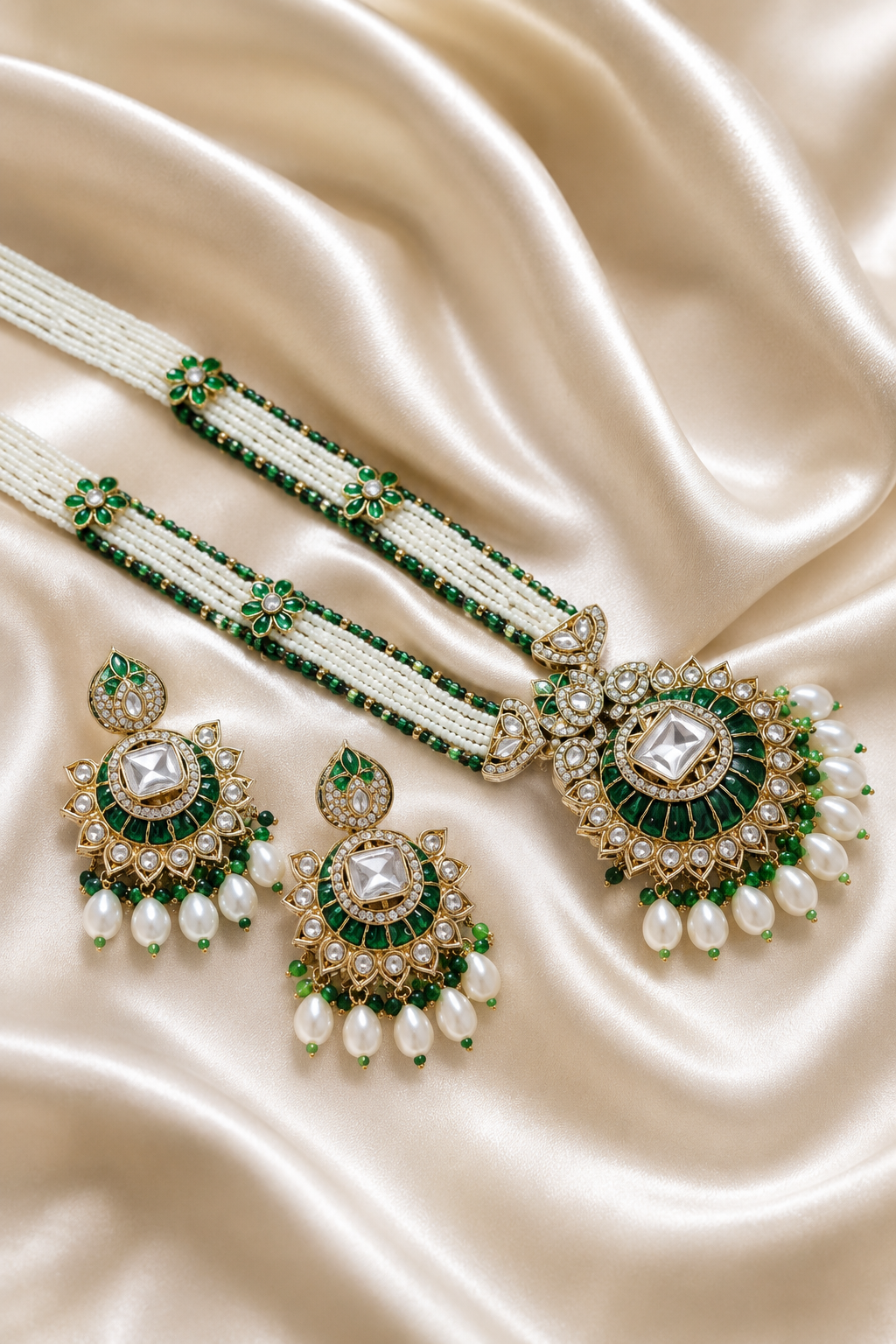 Pearl Kundan Long NecklaceSet