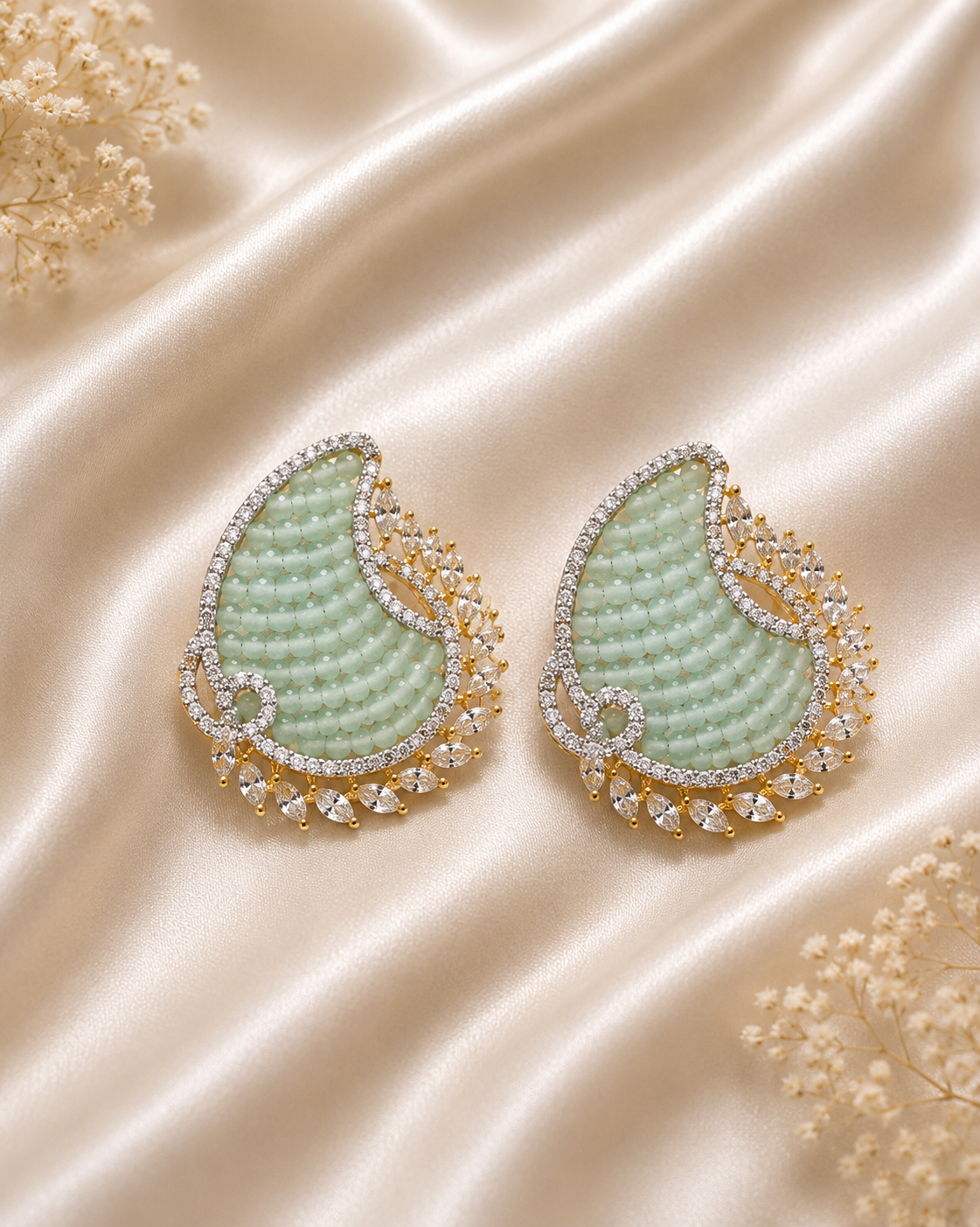 Pearl Paisley AD Earrings