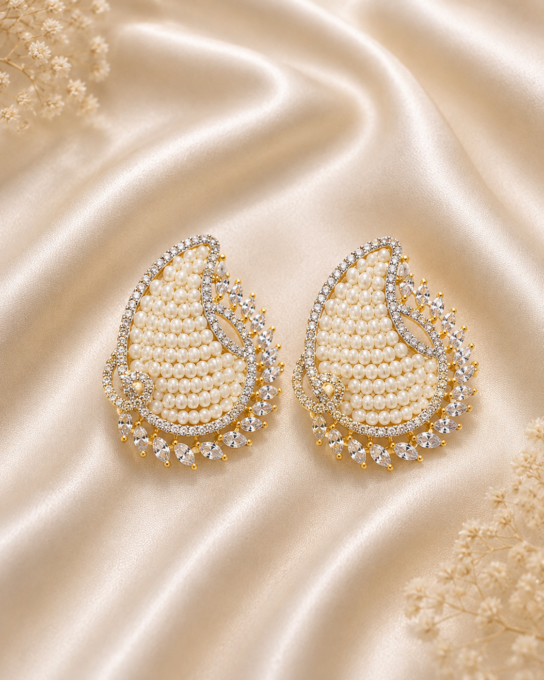 Pearl Paisley AD Earrings