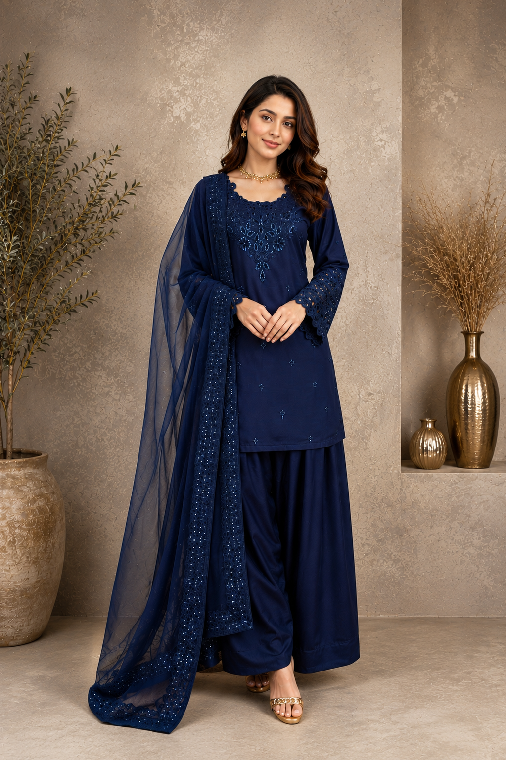 Elegant Thread Embroidery Farshi Set